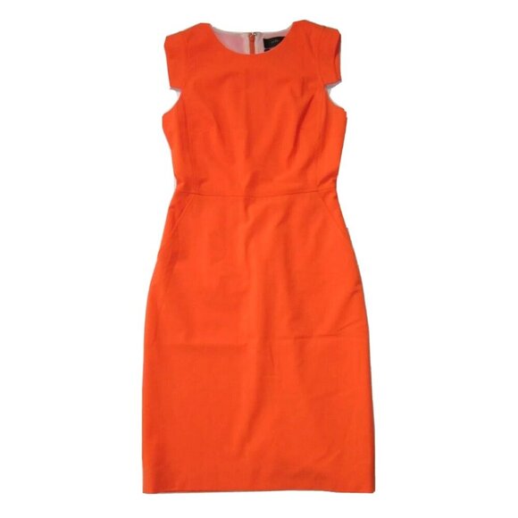 NWT J.Crew Resume Sheath in Neon Orange Italian Stretch Wool Dress 6P $188 - Picture 1 of 5